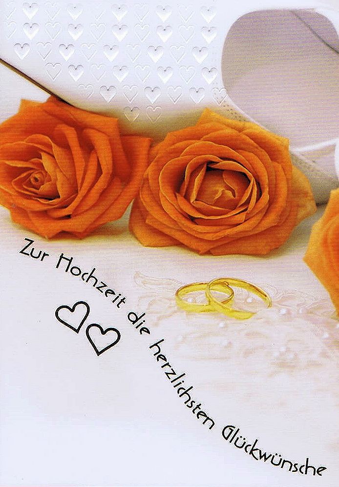 Hochzeitskarte Rosenblüten und Eheringe
