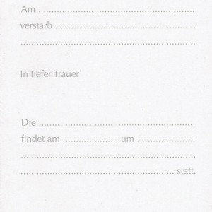 Kartenpack - Anzeigen In stiller Trauer - 5 Karten mit Umschlag und Innentext