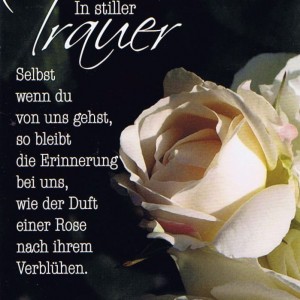 Trauerkarte "In stiller Trauer" mit weißer Rose