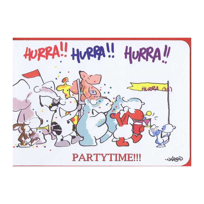 Kleine lustige Geburtstagskarte "Hurra!! Hurra!! Hurra!! Partytime!!!"