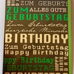 Stylische Geburtstagskarte - Perlmutt Karton - schwarz, grün, silber