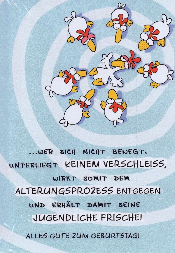 Geburtstagskarte Chicken and Friends: Stop, Halt, Nicht Bewegen