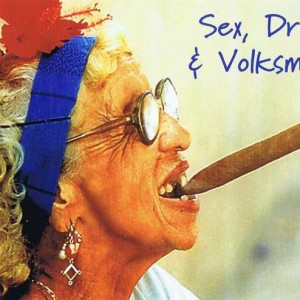 Postkarte Sex, Drugs and Volksmusik