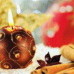 Duftkarte auf Perlmutt-Karton für Ihre Weihnachtsgrüsse Kerzenduft