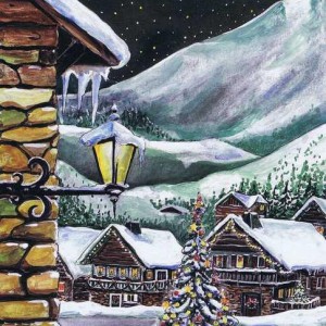Weihnachtskarte - Dorf in den Bergen