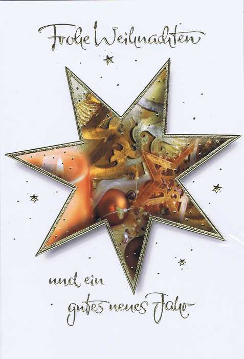 Schlichte Weihnachtskarte mit Stern und goldene Schrift