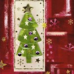 Weihnachtskarte mit Applikationen und Steinchen