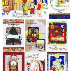 8 geprägte Weihnachtskarten mit stimmungsvollen Weihnachtsmotiven