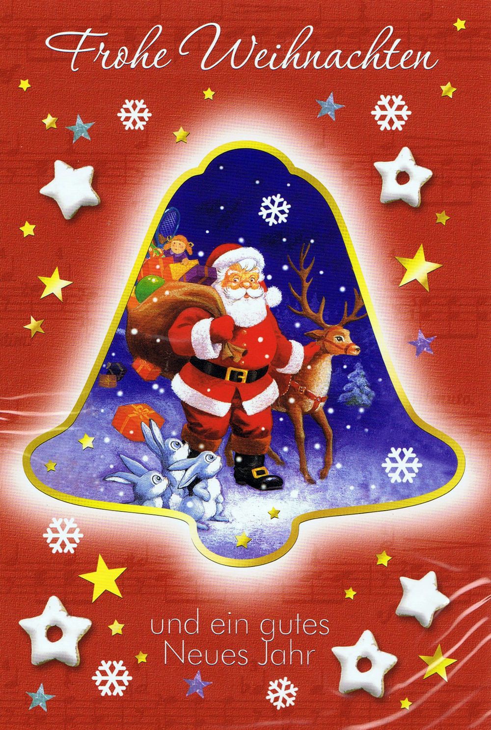 Weihnachtskarte - Weihnachtsglocke mit Weihnachtsmann