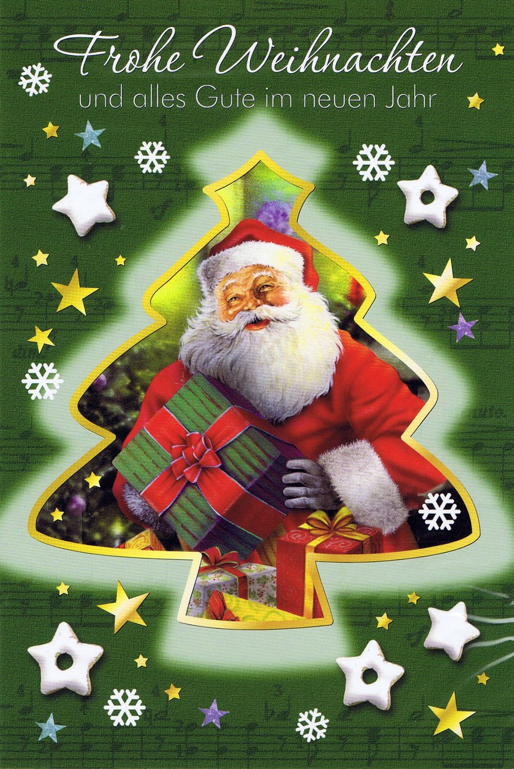 Weihnachtskarte - Weihnachtsbaum mit Weihnachtsmann