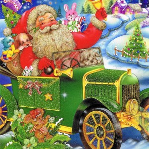 Weihnachtskarte mit Glimmer 223676 Weihnachtsmannmotiv