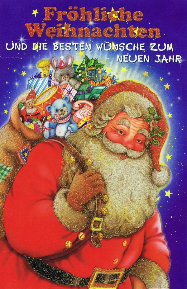 Weihnachtskarte mit Glimmer 223677 Weihnachtsmannmotiv