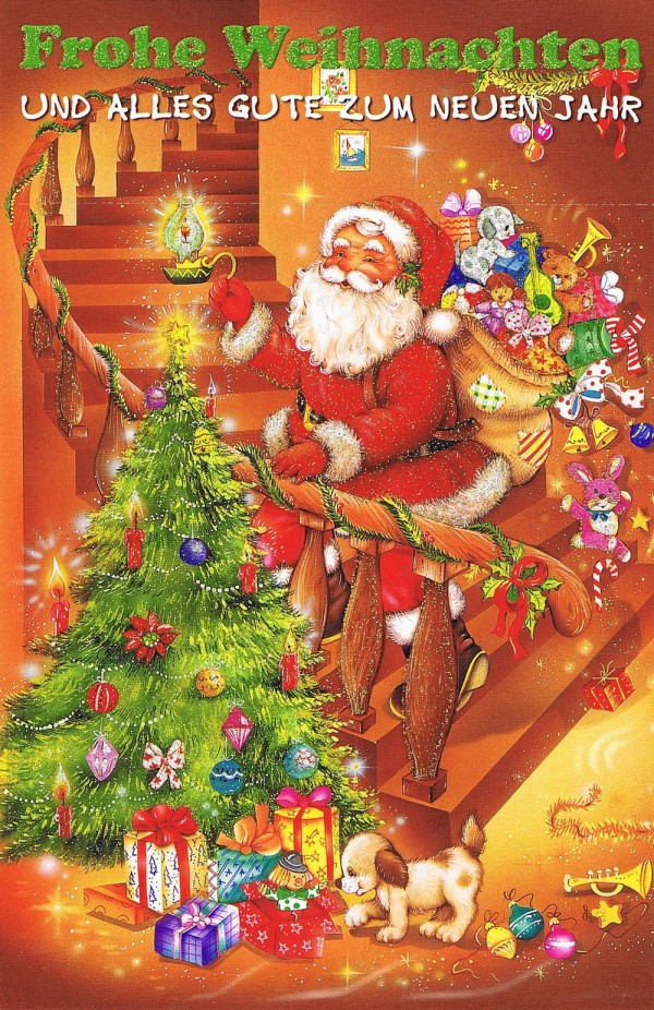 Weihnachtskarte mit Glimmer 223679 Weihnachtsmannmotiv