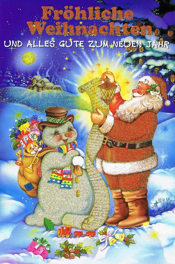 Weihnachtskarte mit Glimmer 223683 Weihnachtsmannmotiv