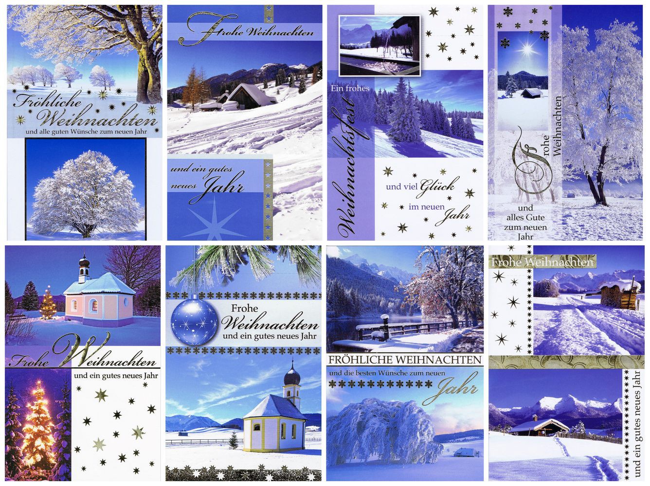 Weihnachtskarten 8 Stück: Winterlandschaft