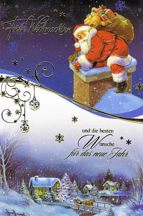 Weihnachtskarte mit Goldfolieprägung Weihnachtmann