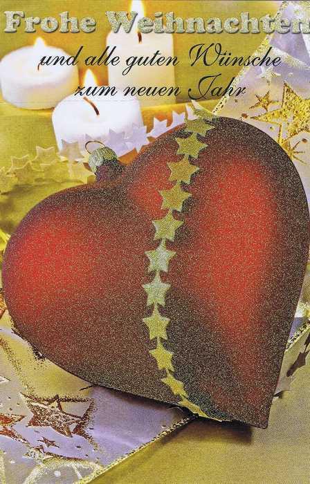 Weihnachtskarte mit Glimmer - Ein Herz in Rot