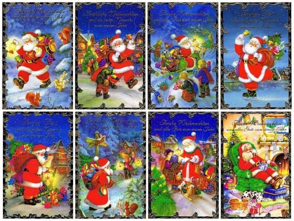 Weihnachtskarten-Set mit 8 Klappkarten Motiv Lustiger Weihnachtsmann