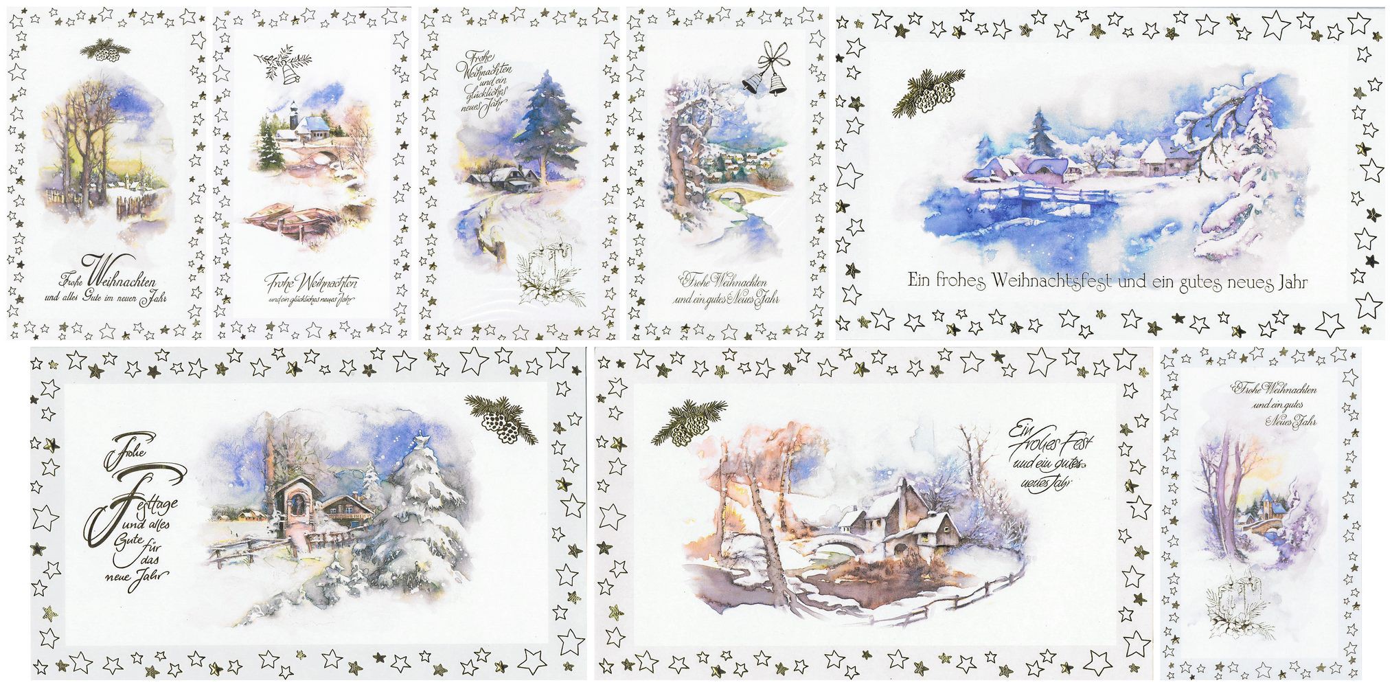Weihnachtskarten mit 8 idyllische Weihnachtsmotive