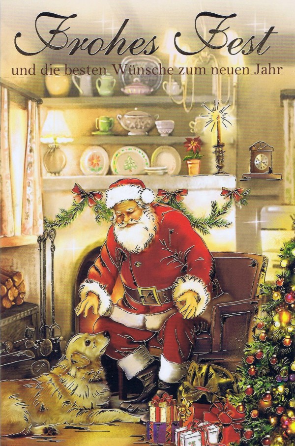 Weihnachtskarte Weihnachtsmann 224304 Details in Goldfolienprägung