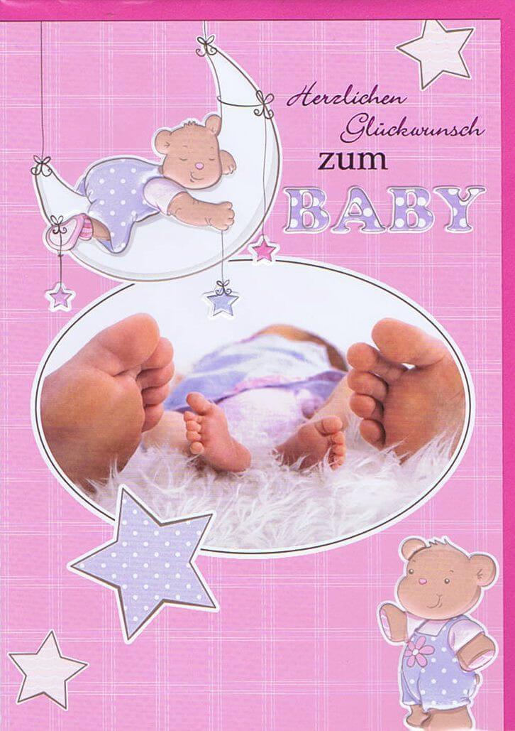 Glückwunschkarte zur Baby rosa