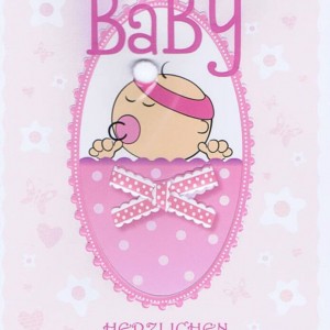 Glückwunschkarte zum Baby rosa für Mädchen