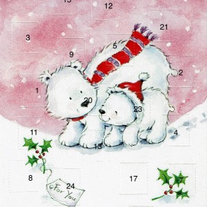 Weihnachtskarte Adventskalender Eisbärenfamilie