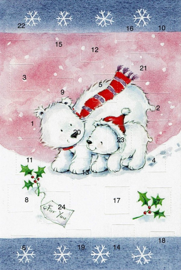 Weihnachtskarte Adventskalender Eisbärenfamilie
